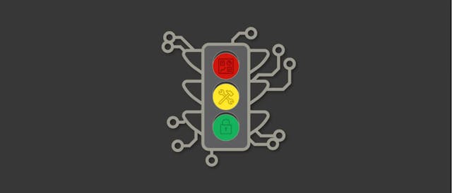 a traffic light with different colored lights