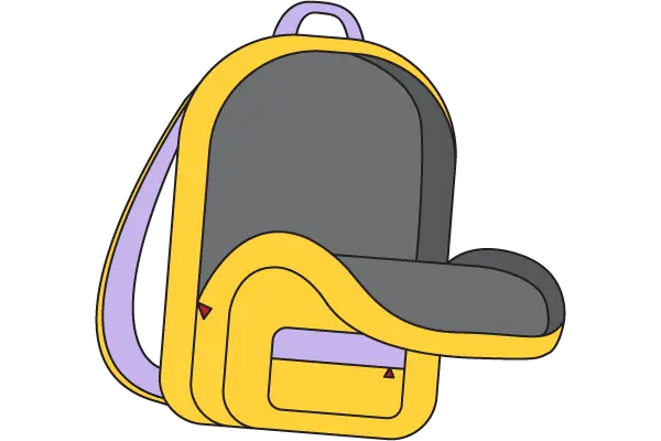a yellow and grey backpack